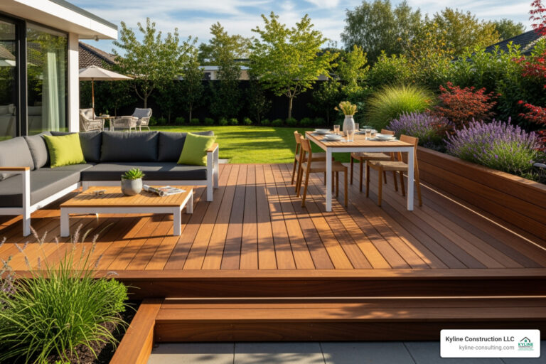 modern deck in Delaware Ohio backyard - deck builders delaware ohio